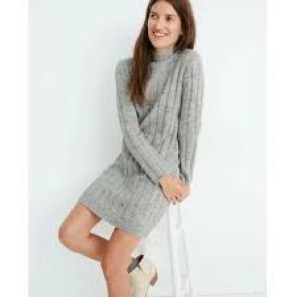 Madewell Speckled Sweater Dress Roll Neck Sz M Wool Softest Yarn Rib Knit - Picture 1 of 10